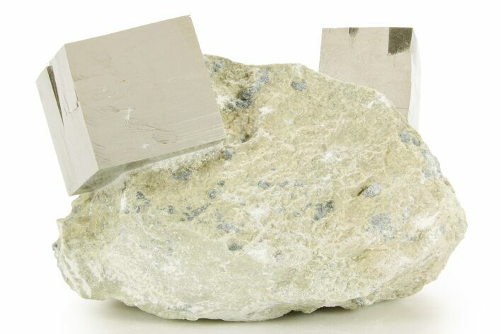 Two Natural Pyrite Cubes In Rock - Navajun, Spain #361873